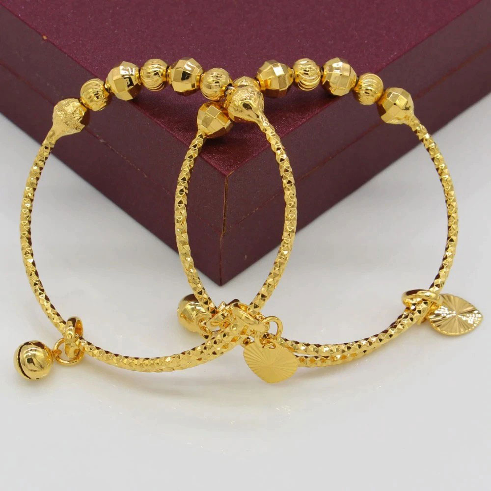 ADJUSTABLE 2 PIECE GOLD PLATED KIDS BANGLES. – BD Jewelers Bangladesh